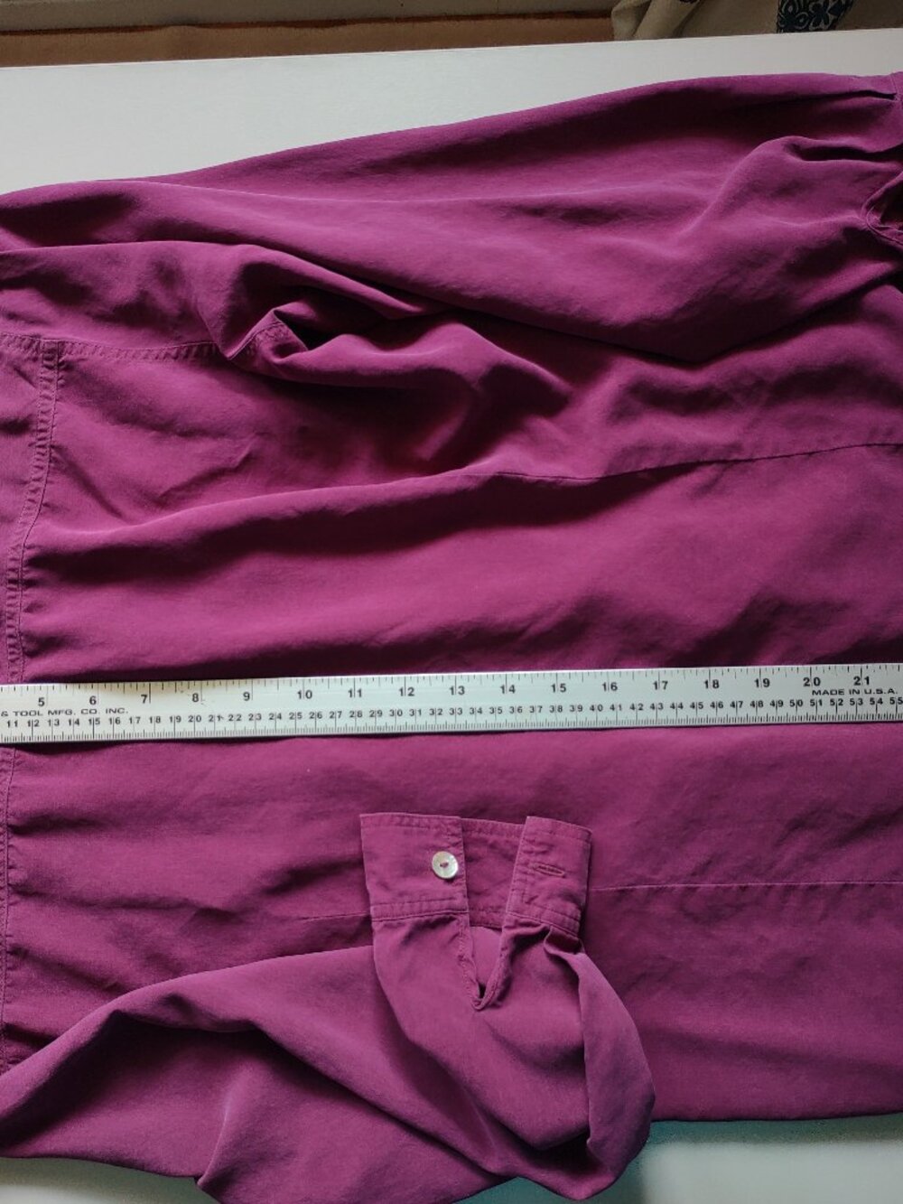 Vintage Jessica 100% Silk Button Down Shirt Size M - Solid Purple Pink Fuchsia - Picture 7 of 7